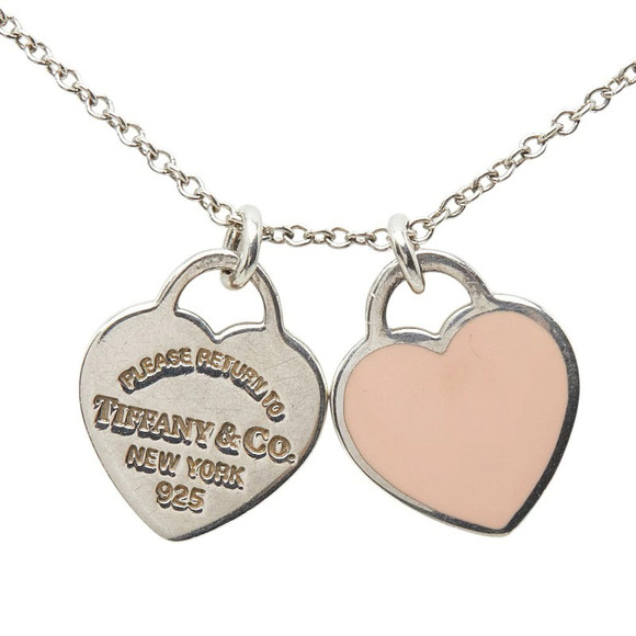 Tiffany Co to Double Heart Pendant Necklace Silver TIFFANYCo